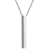 Minimalist Vertical Bar Necklace — Silver Stainless Steel, Unisex