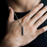 Minimalist Vertical Bar Necklace — Silver Stainless Steel, Unisex