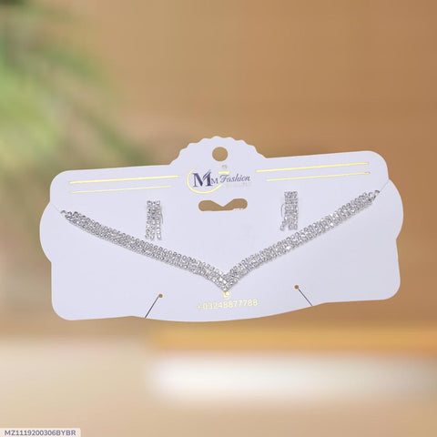 Funky Crystal Statement Necklace — Silver Alloy Fashion Jewelry