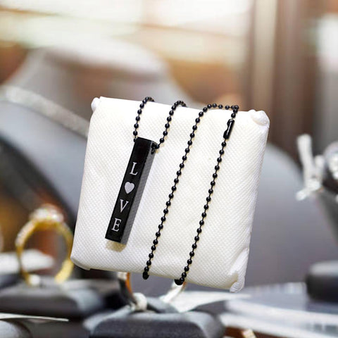 Men's Black Resin-Polish Stainless Steel Pendant - Sleek Minimal Accent