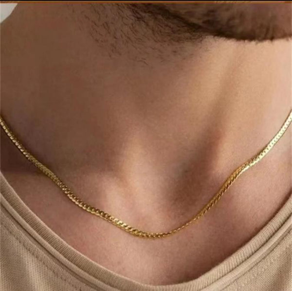 Gold-Plated Men's Fashion Chain — Silver-Tone Metal Necklace