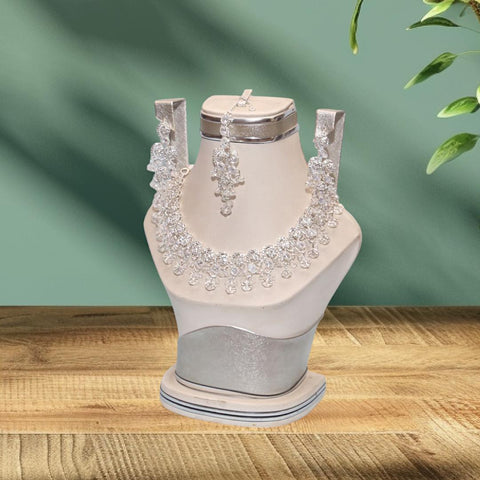 Silver Plated Crystal Bridal Set — Fancy Alloy Jewelry for Brides