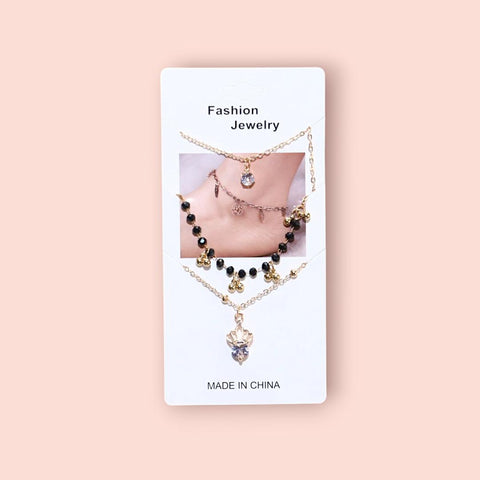 Gold-Plated Stainless Steel Anklet Set – 3-Pc Adjustable Anklets