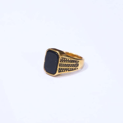 Men's Turkish Design Gold Resin-Polish Stainless Steel Ring