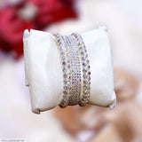 Turkish Silver-Plated Crystal Kara Bangle Set — 6 Pcs (Women)