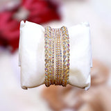 Set of 6 Elegant Gold-Plated Turkish Kara Bangles with Crystals