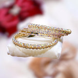 Set of 6 Elegant Gold-Plated Turkish Kara Bangles with Crystals