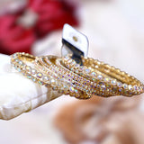 Set of 6 Elegant Gold-Plated Turkish Kara Bangles with Crystals