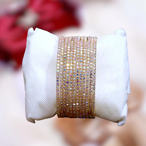 12-Pc Turkish Gold-Plated Kara Bangle Set with Crystals