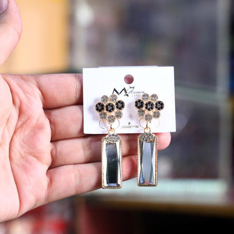 Funky Gold-Plated Crystal Earrings — Stainless Steel Design in Silver & Gold