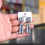 Funky Gold-Plated Crystal Earrings — Silver & Golden Duo