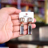 Funky Gold-Plated Crystal Earrings — Silver & Golden Duo