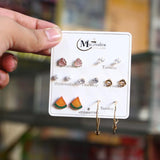 Funky Gold-Plated Crystal Earring Tops — 7-Pc Set for Women