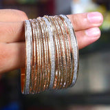 15-Piece Indian Gold-Plated Crystal Kara Bangles - Stainless Steel
