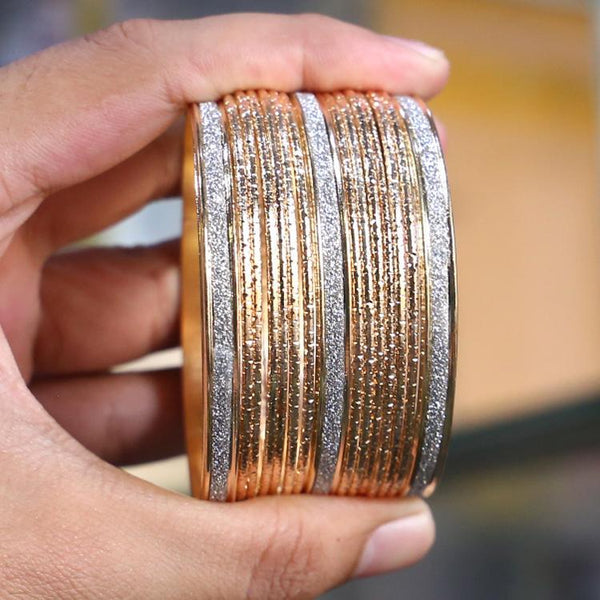 15-Piece Indian Gold-Plated Crystal Kara Bangles - Stainless Steel