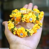 Funky Yellow Kara Bangle Set — 2-Piece Alloy Bangles for Women