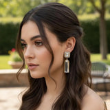 Gold-Plated Crystal Fancy Earrings for Women — Stainless Steel