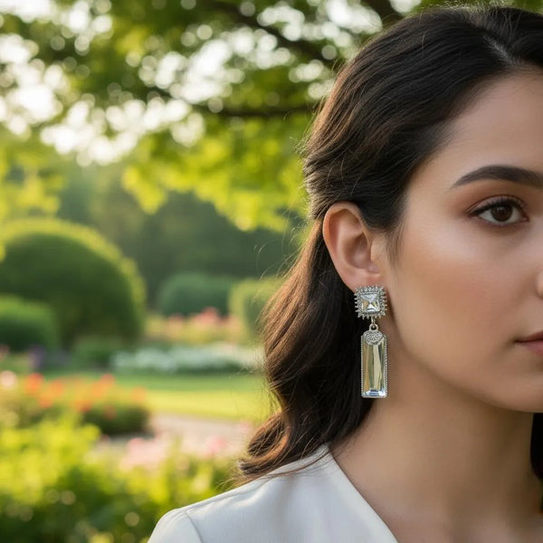 Temperament Aura Silver Crystal Fancy Earrings for Women - Beauty Bar