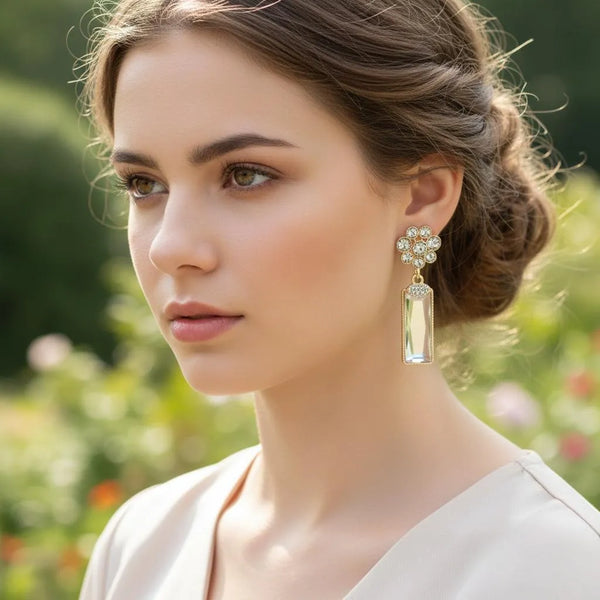 Gold-Plated Crystal Funky Earrings — Stainless Steel | 2 Pcs