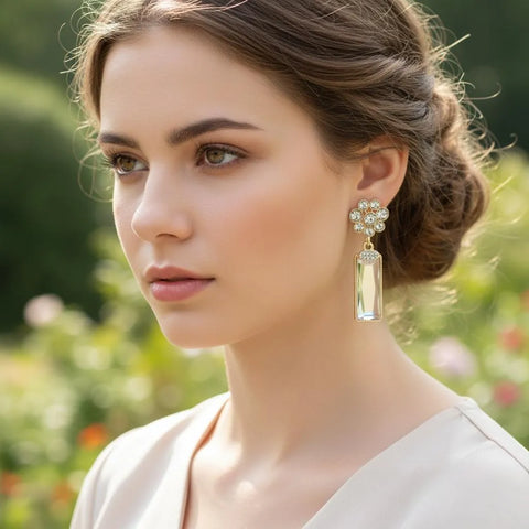 Gold-Plated Crystal Funky Earrings — Stainless Steel | 2 Pcs