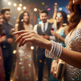 6-Pc Funky Silver-Plated Crystal Kara Bangles - Golden Shine