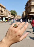 Turkish Design Men's Crystal Ring - Golden Resin-Polish Steel