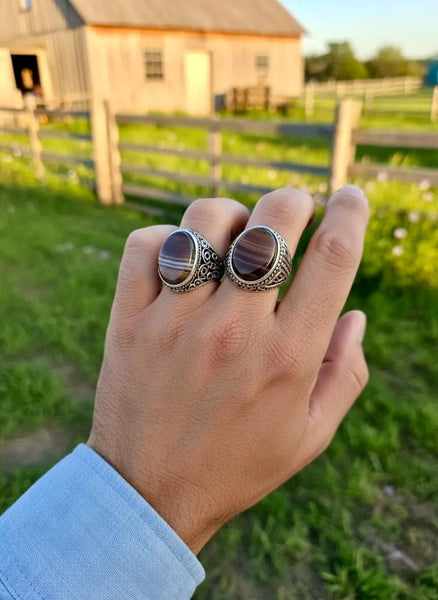 Turkish Design Men's Stainless Steel Ring - Resin Polish Silver