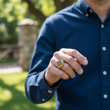 Turkish Design Resin Polish Crystal Men's Ring — Golden Stainless Steel