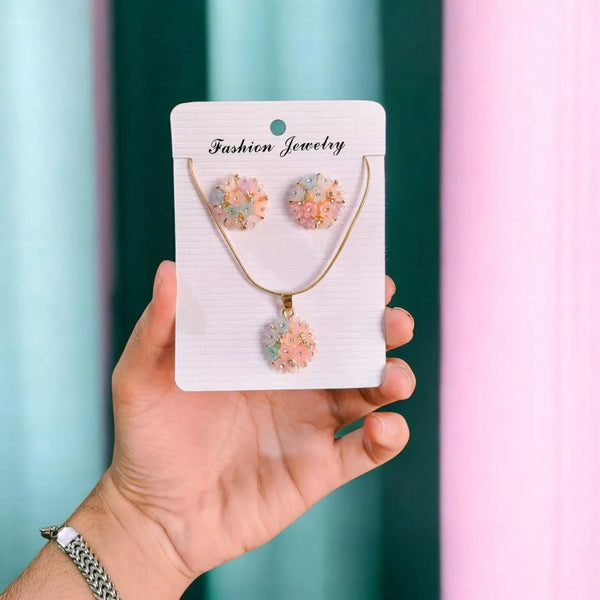 Funky Gold-Plated Crystal Pendant Set — Multicolor Women's Pendant