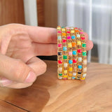 6-Piece Multicolor Crystal Kara Bangle Set — Funky Alloy Bangles