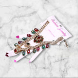 Gold-Plated Chain Bracelet with Artificial Stones - Elegant