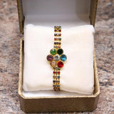 Gold Plated Multicolor Gemstone Chain Bracelet - Elegant Metal Jewelry