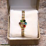 Gold Plated Multicolor Gemstone Chain Bracelet - Elegant Metal Jewelry