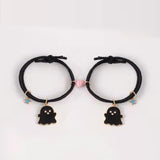 2 Pcs Ghost Charm Adjustable Bracelets — Black, Pink & Blue
