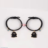 2 Pcs Ghost Charm Adjustable Bracelets — Black, Pink & Blue