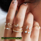 Vintage Crystal Gold-Plated Adjustable Ring Set — Stackable Elegance
