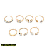 Vintage Crystal Gold-Plated Adjustable Ring Set — Stackable Elegance