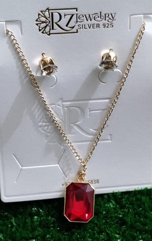 Red Adjustable Locket & Tops - 2-Piece Alloy Jewelry Set