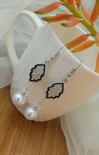 Silver-Plated Alloy Dangling Earrings — 6.5 cm Elegant Pair