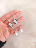 Silver-Plated Alloy Dangling Earrings — 6.5 cm Elegant Pair