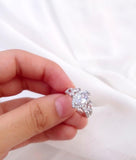 Modern Silver-Plated Adjustable Ring with Crystal Accent