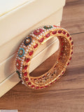 Noratan Multicolor Gemstone Kara Bangle — Gold Plated Alloy