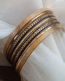 7-Piece Antique Gold-Plated Plain Bangle Set — 2.6 Inch