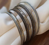 7-Piece Antique Gold-Plated Plain Bangle Set — 2.6 Inch