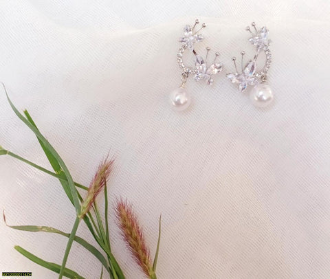 Golden Artificial Stone Ear Studs - 1.4-inch Fashion Studs