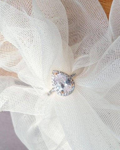 Two-Toned Zircon & Stone Statement Ring - Alloy Sizes 7-9