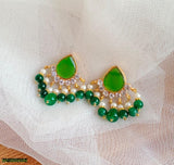 Gold-Plated Alloy Ear Studs with Artificial Stones — Elegant Studs