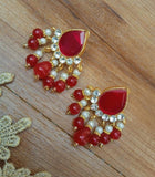 Gold-Plated Alloy Ear Studs — Elegant Artificial Stone Studs