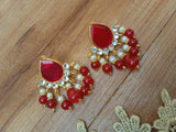Gold-Plated Alloy Ear Studs — Elegant Artificial Stone Studs