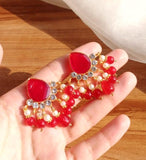 Gold-Plated Alloy Ear Studs — Elegant Artificial Stone Studs